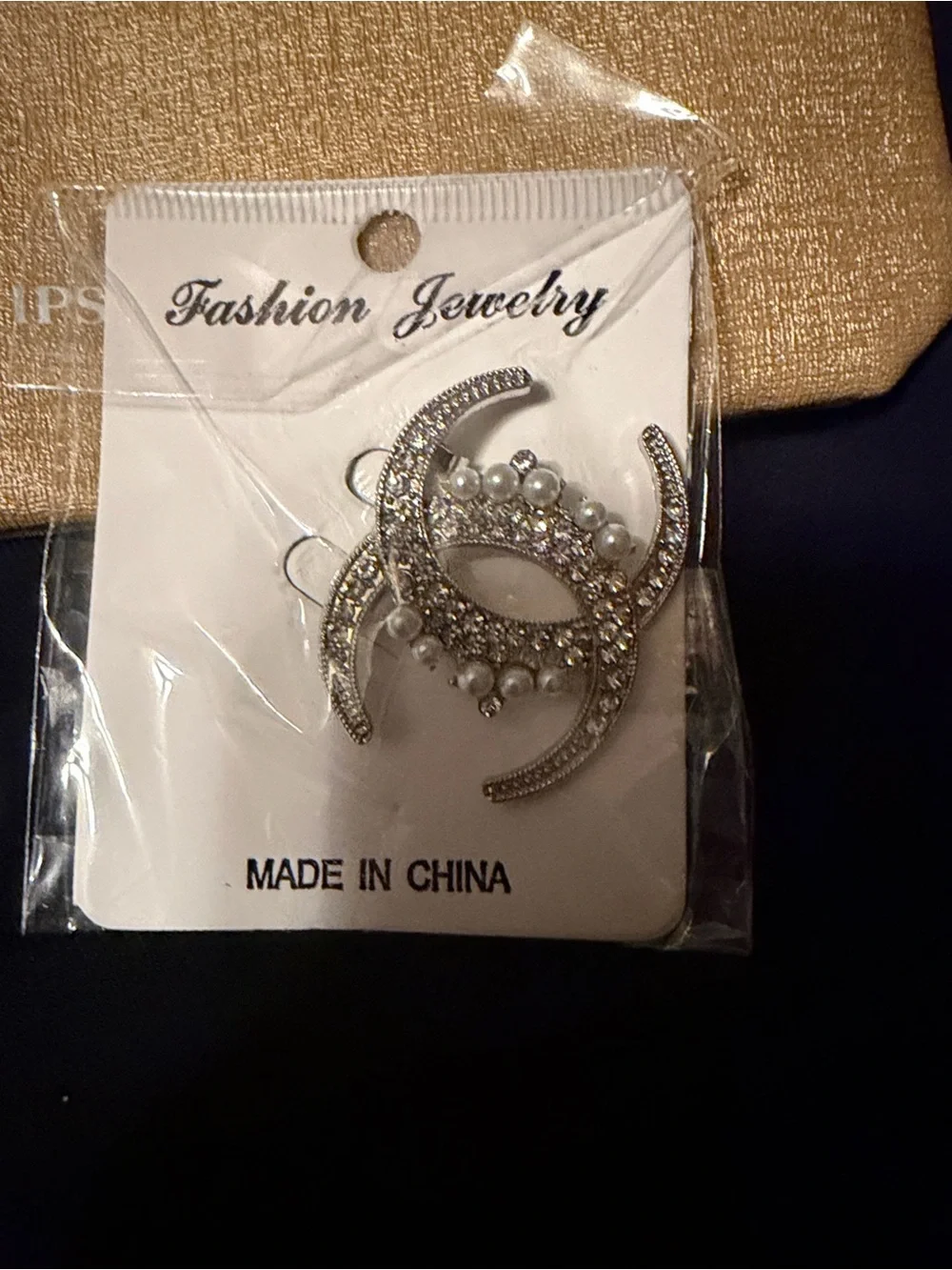 Silver Crystal Interlocking Brooch - Fashion Jewelry